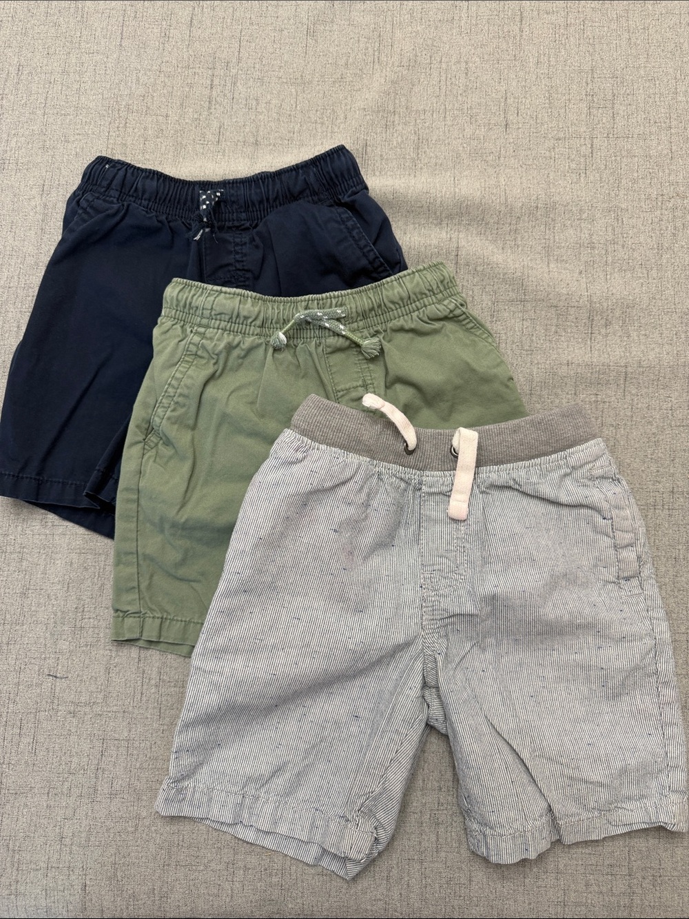 Cat & Jack  Elastic-Waist Shorts Trio - Navy, Olive, Light Gray.  4T and -5T